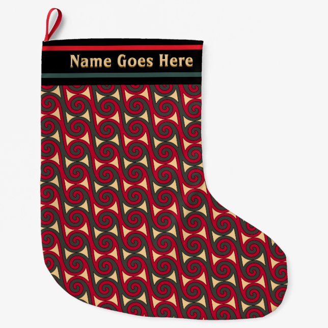 Grande Chaussette De Noël Art Déco Candy Swirl (Personnalisé) (Devant)
