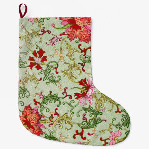 Grande Chaussette De Noël Art Nouveau Chinois Floral Vintage Chinoiserie