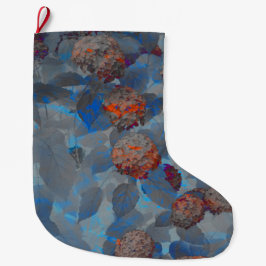 Grande Chaussette De Noël Art numérique motif de fleurs de couleur orange bl