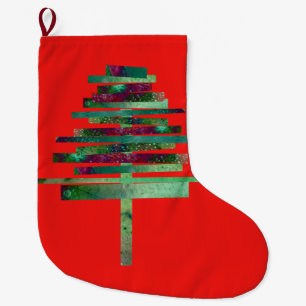 Grande Chaussette De Noël Artisanat moderne sapin de Noël
