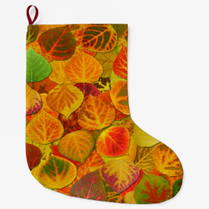 Grande Chaussette De Noël Aspen Feuilles Collage Solid Medley 1
