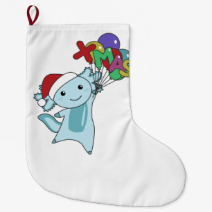 Grande Chaussette De Noël Axolotl Joyeux Noël Animaux d'hiver Axolotl