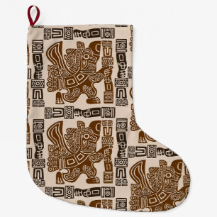 Grande Chaussette De Noël Aztec Eagle Guerrier Tribal Art antique