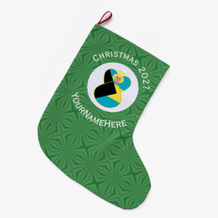 Grande Chaussette De Noël Bahaman Flag Blonde Angel Noël Personnalisé 