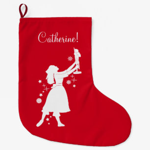 Grande Chaussette De Noël Ballerine et casse-noix à Noël