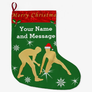 Grande Chaussette De Noël Bas de lutte personnalisés de Noël