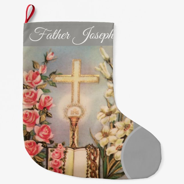 Grande Chaussette De Noël Bas de Noël de prêtre catholique (Devant)
