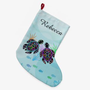 Grande Chaussette De Noël Bas de Noël de tortue de mer