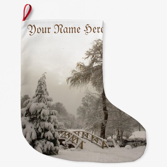 Grande Chaussette De Noël Bas de Noël d'hiver personnalisées (Devant)