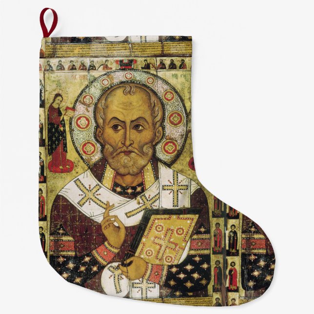 Grande Chaussette De Noël Bas de Noël d'icône de Nicholas de saint (Devant)