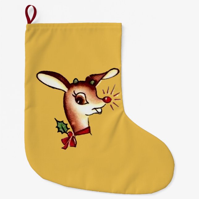 Grande Chaussette De Noël Bas de Noël d'or de renne (Devant)