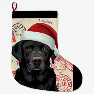 Grande Chaussette De Noël Bas de Noël labrador noir