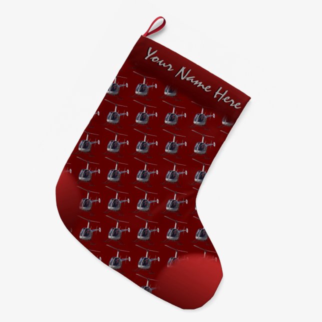 Grande Chaussette De Noël Bas d'hélicoptère de bas de Noël d'hélicoptère (Devant (Accrochage))