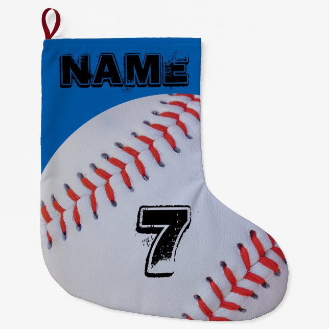 Grande Chaussette De Noël Bas personnalisé de base-ball (Devant)