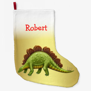 Grande Chaussette De Noël Bas vert de Noël de dinosaure de Stegosaurus