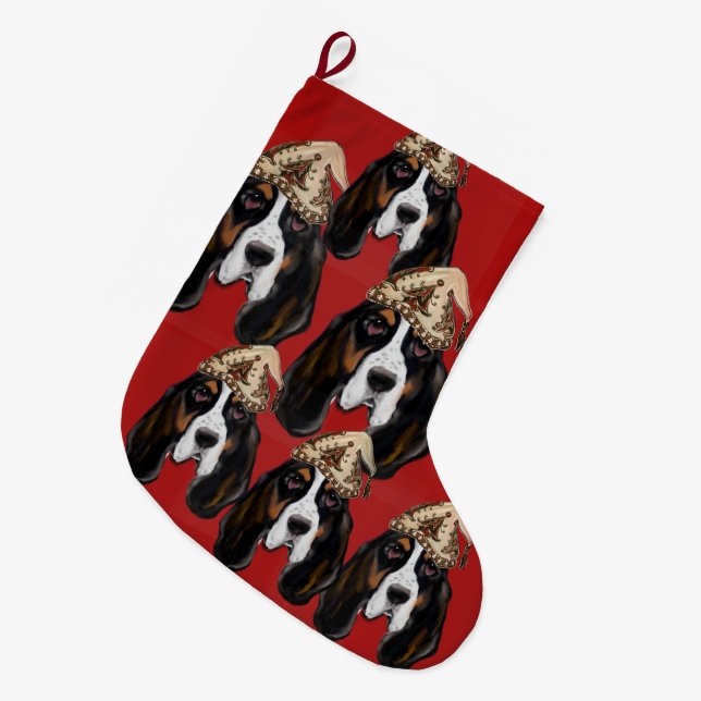 GRANDE CHAUSSETTE DE NOËL BASSET HOOK    (Devant (Accrochage))