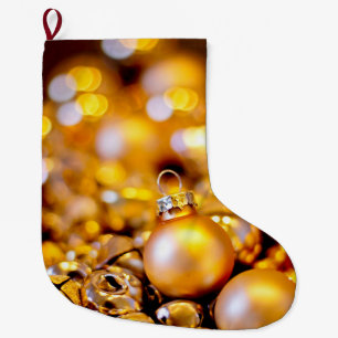 Grande Chaussette De Noël Baubles or Rose de Noël