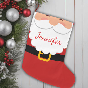 Grande Chaussette De Noël Beard Et Ceinture Du Père Noël Cute Personnalisée