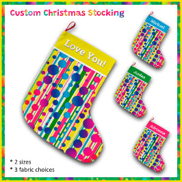 Grande Chaussette De Noël [Beatnik Bubbles] Polka rétro Point rayé Jaune