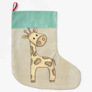 Grande Chaussette De Noël Beau Noël de la Girafe Bébée