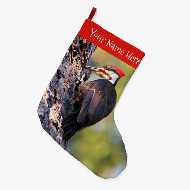 Grande Chaussette De Noël Beau pic pilé sur l'arbre (Devant (Accrochage))