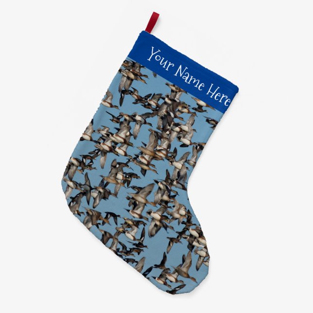 Grande Chaussette De Noël Beaux canards d'hiver en vol (Devant (Accrochage))