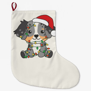 Grande Chaussette De Noël Berger australien Animaux d'hiver de Noël