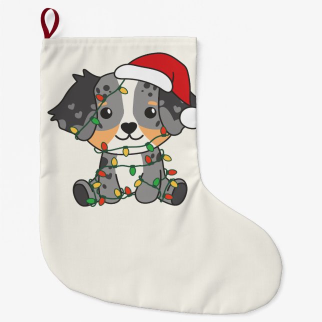 Grande Chaussette De Noël Berger australien Animaux d'hiver de Noël (Devant)
