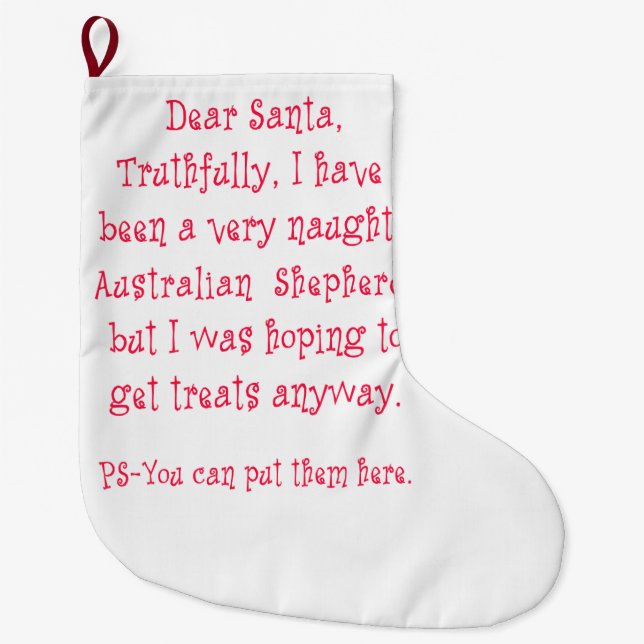 Grande Chaussette De Noël Berger australien vilain (Devant)