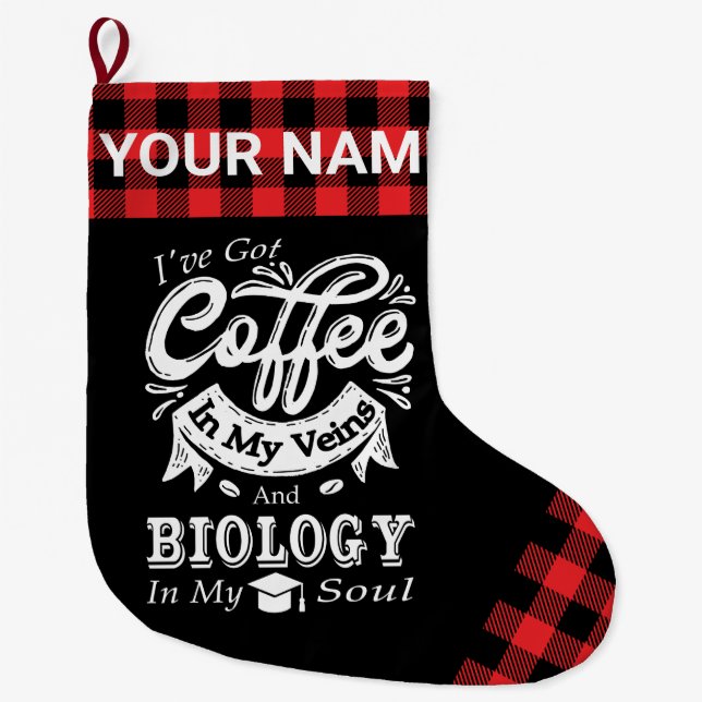 Grande Chaussette De Noël Biologie Personnalisée Café Dans Mes Veines Plaid (Devant)
