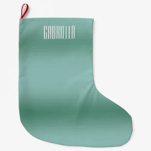 Grande Chaussette De Noël Bleu Vert bandes Personnalisées