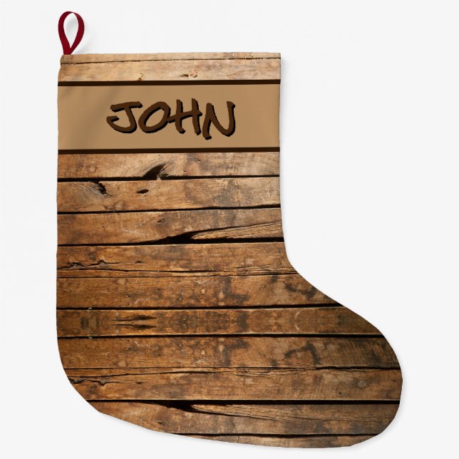 Grande Chaussette De Noël Bois rustique (Devant)