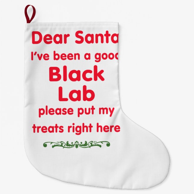 Grande Chaussette De Noël bon laboratoire noir (Devant)