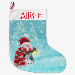 Grande Chaussette De Noël Bonhomme de neige