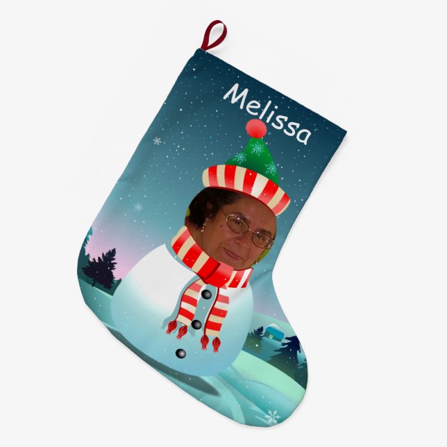 Grande Chaussette De Noël Bonhomme de neige de Joyeux Noël (Devant (Accrochage))