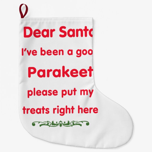 Grande Chaussette De Noël bonne perruche (Devant)