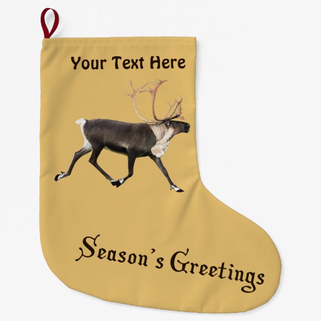 Grande Chaussette De Noël Bonnes Fêtes - Bull Caribou (Devant)