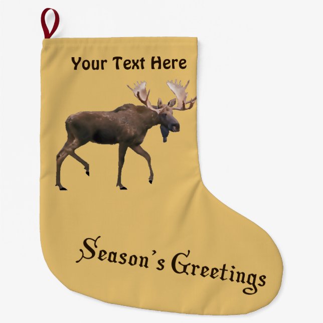 Grande Chaussette De Noël Bonnes Fêtes - Bull Moose (Devant)