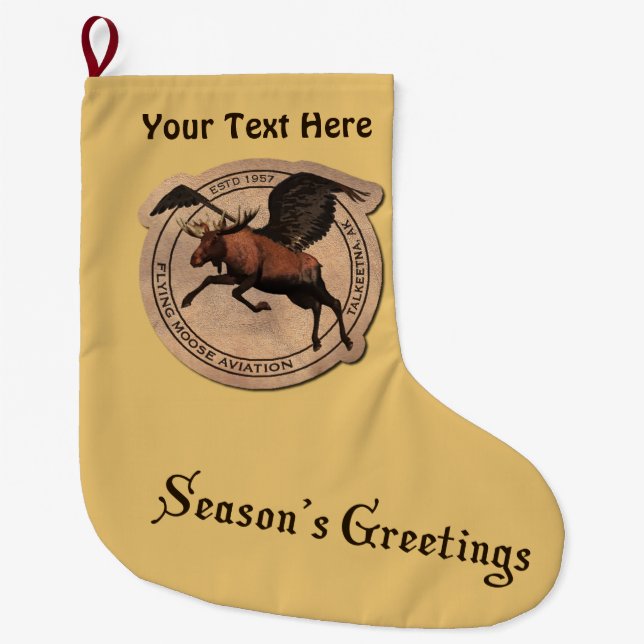 Grande Chaussette De Noël Bonnes Fêtes - Patch d'aviation Flying Moose (Devant)
