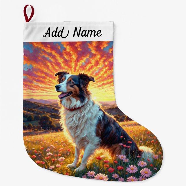 Grande Chaussette De Noël Border Collie Dog (Devant)