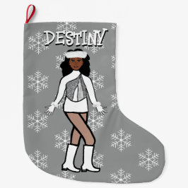 Grande Chaussette De Noël Boucle de Noël de la danseuse en argent