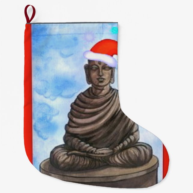 Grande Chaussette De Noël Bouddhisme - Bouddha - Joyeux Noël (Devant)