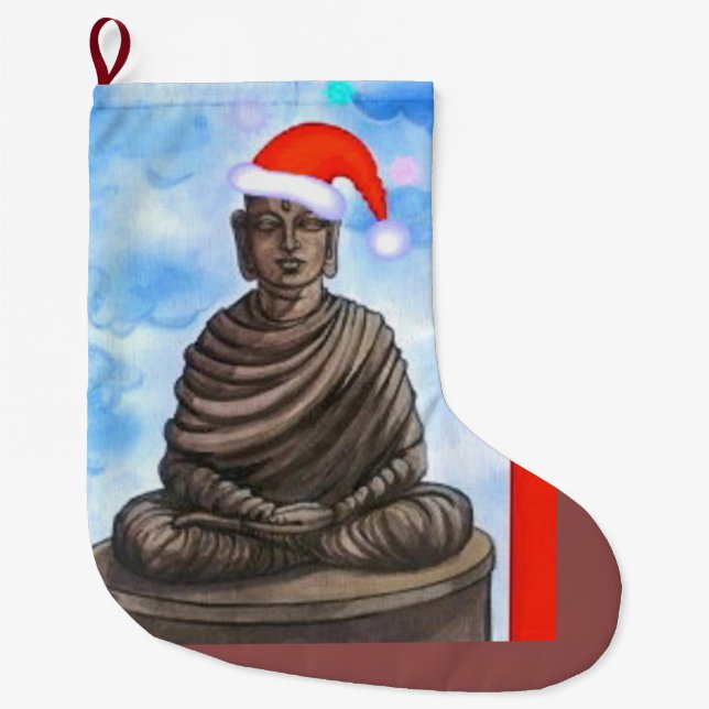 Grande Chaussette De Noël Bouddhisme - Bouddha - Joyeux Noël (Devant)