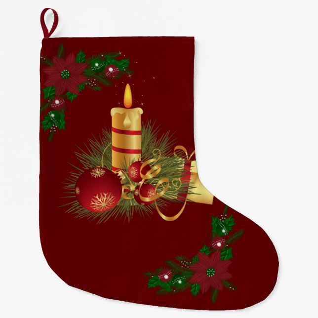 Grande Chaussette De Noël Bougie de Noël, Bougie de Noël (Devant)