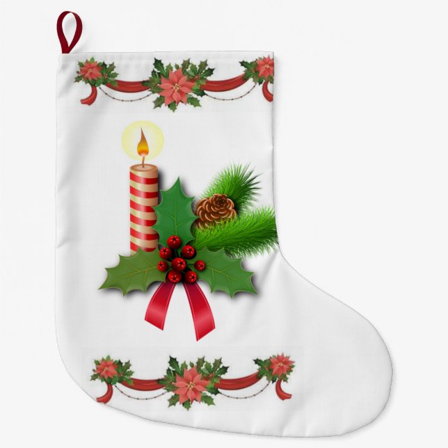 Grande Chaussette De Noël Bougie de Noël, Bougie de Noël (Devant)