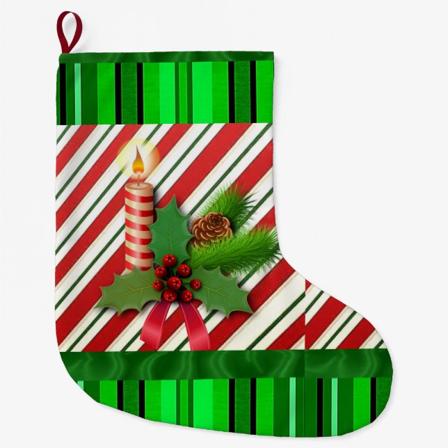 Grande Chaussette De Noël Bougie de Noël, Bougie de Noël (Devant)