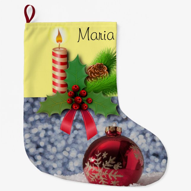 Grande Chaussette De Noël Bougie de Noël, Bougie de Noël (Devant)