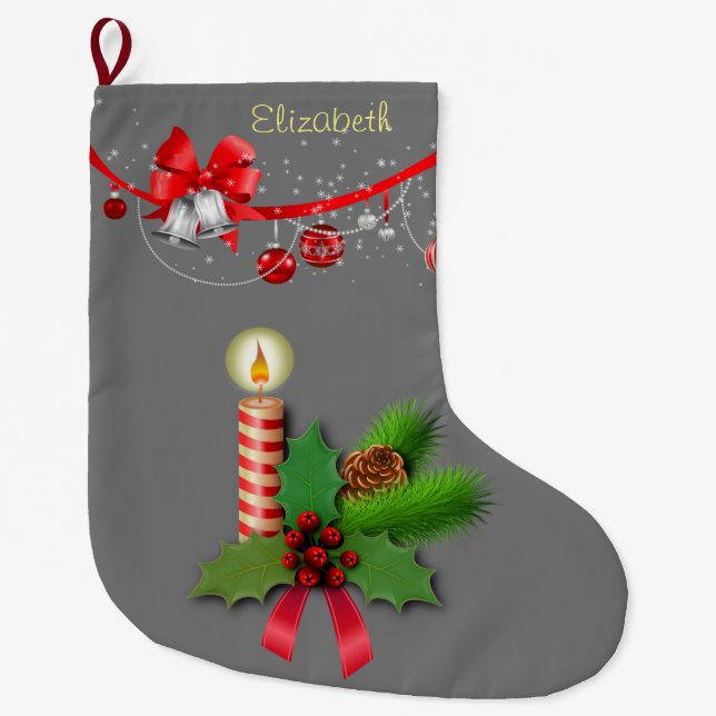 Grande Chaussette De Noël Bougie de Noël, Bougie de Noël (Devant)