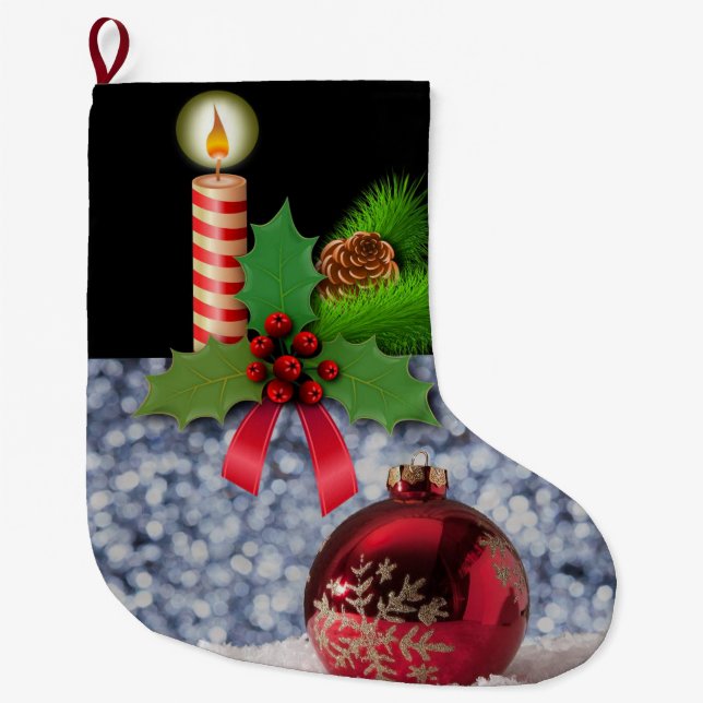 Grande Chaussette De Noël Bougie de Noël, Bougie de Noël (Devant)