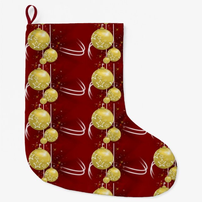 Grande Chaussette De Noël Boule de Noël, Boules d'or (Devant)